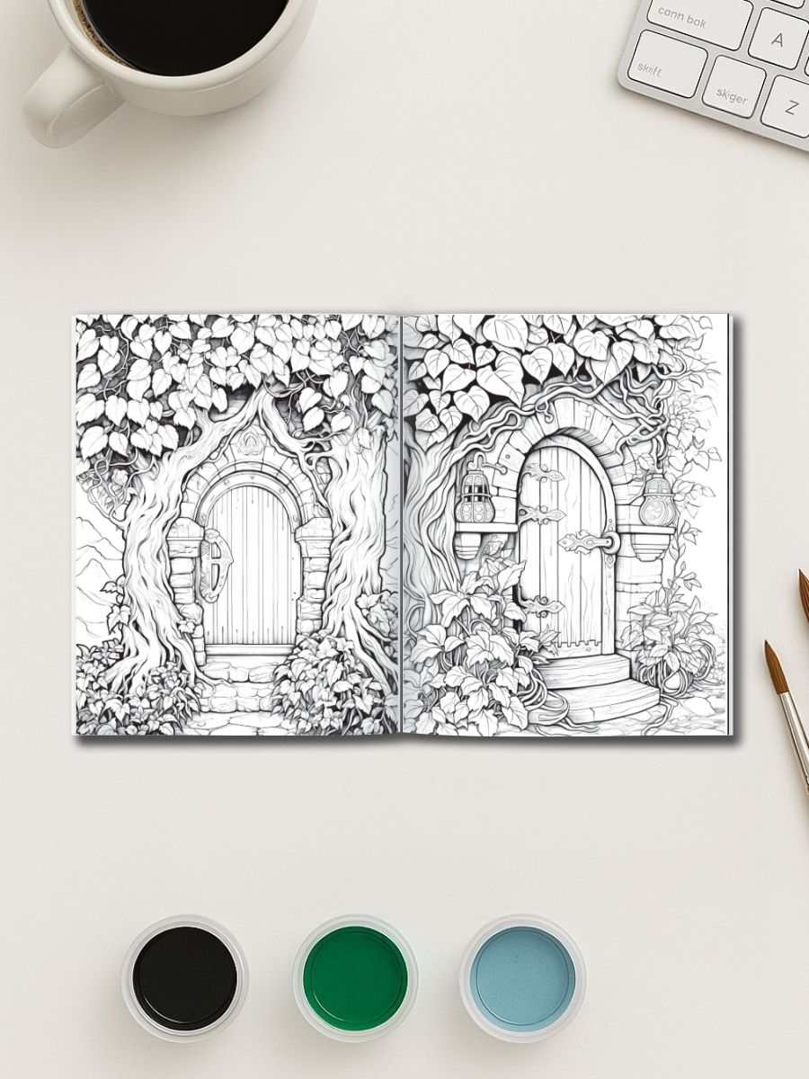 Homes in Bloom – 100 Floral House Coloring Pages - Image 4