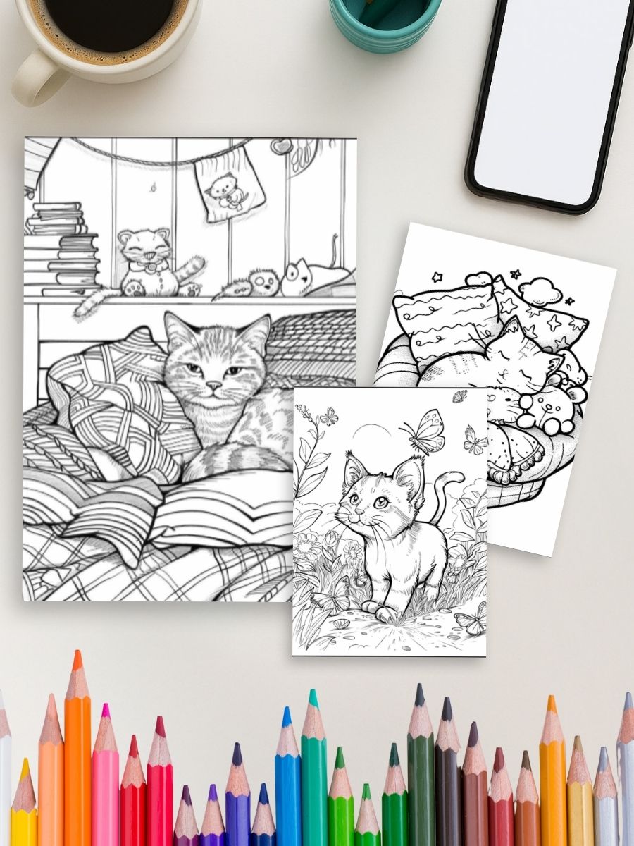 Purrfectly Kawaii – 160 Cute Cat Coloring Pages - Image 4